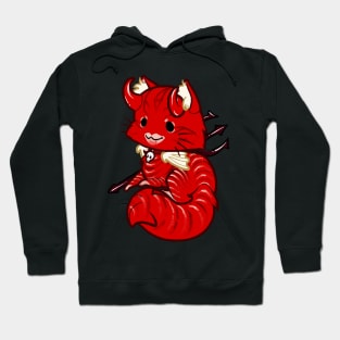 Halloween Chibi Winged Kitty - Red Tabby Devil Cat Hoodie